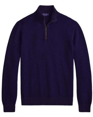 Ralph Lauren ハーフジップ カシミアセーター - ブルー