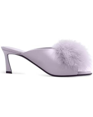 Saint Laurent Feather Detail Heeled Sandals - Purple