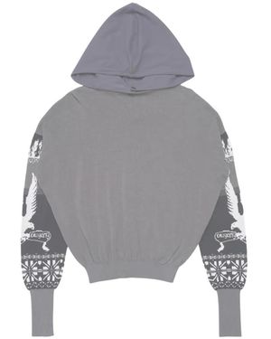 Oscar Ouyang Eagle Fair Isle Hoodie - Grey