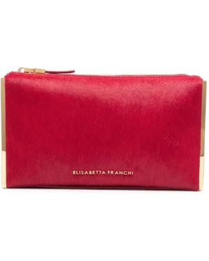 Elisabetta Franchi Calf-Hair Logo-Lettering Tote Bag - Red