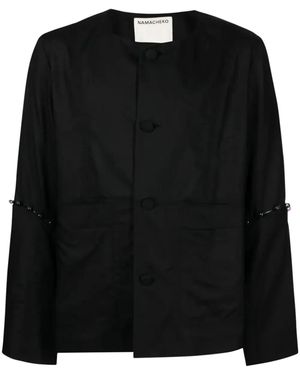 NAMACHEKO Bead-Embellished Wool Shirt Jacket - Black