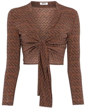 Siyu Blusa Con Motivo Geometrico - Marrone