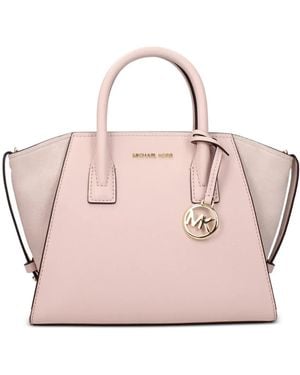 Michael Kors Logo-Charm Leather Tote Bag - Pink