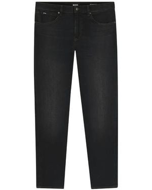 BOSS Maine Faded-Effect Straight Jeans - Black