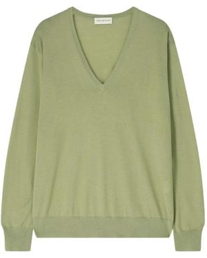 Dries Van Noten Trui Van Merinowol Met V-Hals - Groen