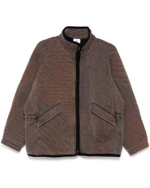Stain Shade Zip-Up Padded Jacket - Brown