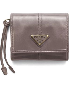 Prada Small Triangle-Logo Wallet - Grey