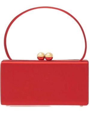 Carolina Herrera Mini Mimi Satin Clutch Bag - Red