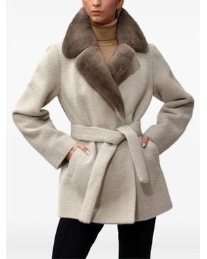 Poche Paris Herringbone Belted Jacket - Natural