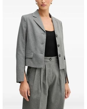 Sisley Buttoned Cropped Blazer - Grey