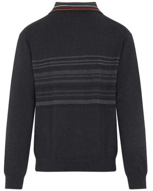 Paul Smith Gestreifter Pullover mit Polokragen - Blau