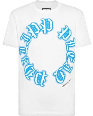 Philipp Plein Gothic Plein Cotton T-Shirt - Blue