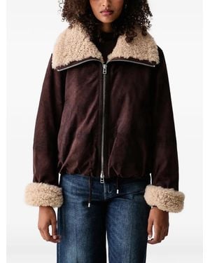 Marc O' Polo Shearling-Trim Suede Jacket - Black