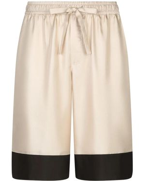 Dolce & Gabbana Seidenshorts Mit Logo-Stickerei - Natur