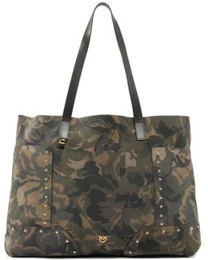 Pinko Borsa Tote Con Stampa Camouflage - Nero