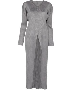 Pleats Please Issey Miyake Basics Pleated Coat - Gray