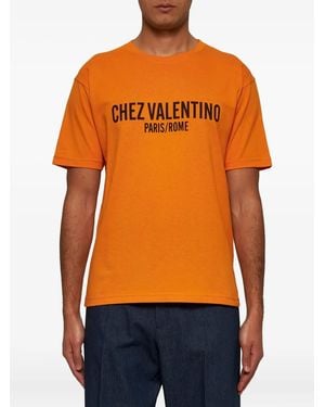 Valentino Garavani Logo-Print Cotton T-Shirt - Orange