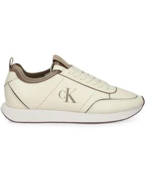 Calvin Klein Logo-Print Panelled Trainers - White