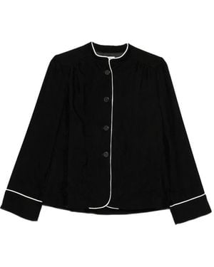forte_forte Piping-Detail Corduroy Jacket - Black