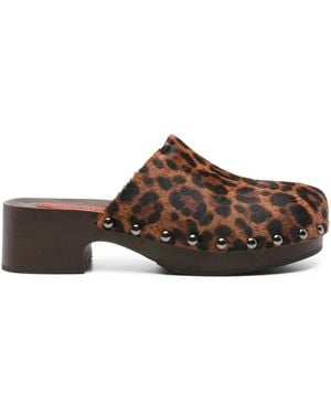 Simon Miller Leopard-Print Heeled Mules - Brown