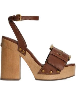 Dolce & Gabbana Cowhide Wedge Sandals - Brown