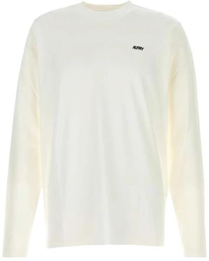 Autry Embroidered-Logo Longsleeved T-Shirt - White