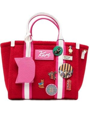 Kurt Geiger Patch-Detail Striped Tote Bag - Red