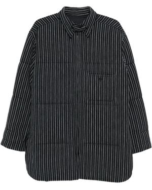 Yohji Yamamoto Stripe-Printed Coat - Black