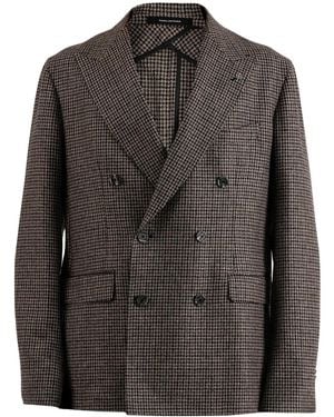 Tagliatore Houndstooth Double-Breasted Jacket - Black
