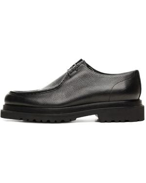 Poche Paris Textured Lug-Sole Loafers - Black