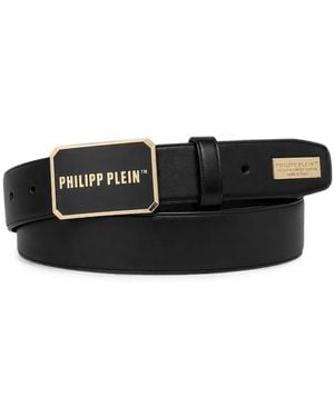 Philipp Plein Leather Belt - Black