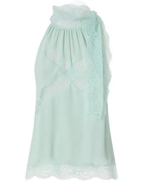 Pinko Halterneck Top With Lace - Blue