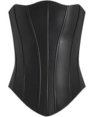 Manière De Voir Scarlett Leather Lace Up Corset - Black