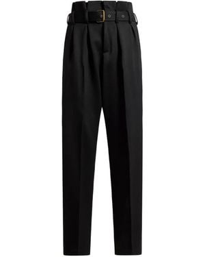 Etro Wide-Leg Wool Pants With Belt - Black