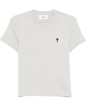 Ami Paris Short-Sleeve Cotton T-Shirt With Monogram - White
