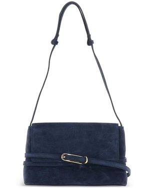 Liffner Buckle-Detail Suede Shoulder Bag - Blue