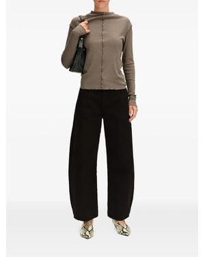 Bimba Y Lola Taupe Fitted Ribbed T-Shirt - Brown