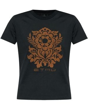 Etro フローラル Tシャツ - ブラック
