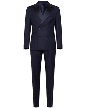 Tagliatore Double-Breasted Peak-Lapel Suits - Blue