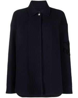 Jil Sander Logo-Embroidered Virgin Wool Jacket - Blue