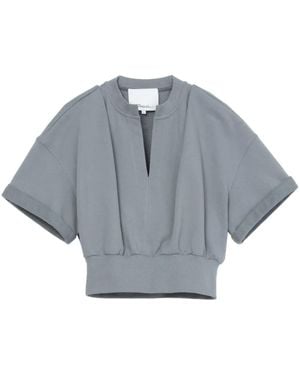 3.1 Phillip Lim V-Neck Cotton T-Shirt - Grey