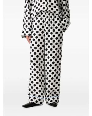 Sleeper Polka-Dot Wide-Leg Trousers - White