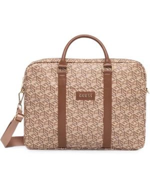 Guess G-Cube Logo-Lettering Laptop Bag - Pink