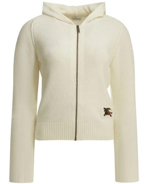 Burberry Jillian Zip-Up Hooded Hoodie - White