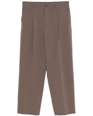 Imperial Pleated Straight-Leg Pants - Gray