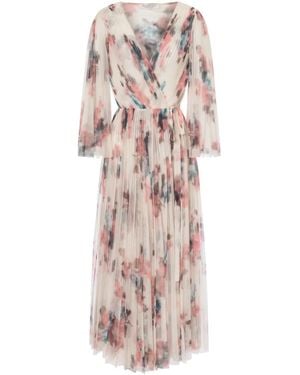 Philosophy Di Lorenzo Serafini Flowing Maxi Dress With Pleated Design - Pink