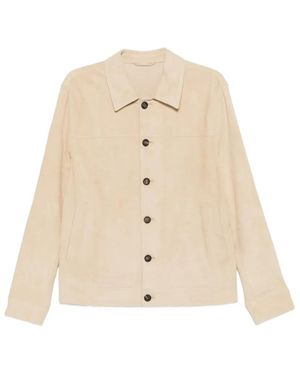 Eleventy Leather Shirt Jacket - Natural