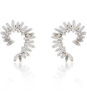 Suzanne Kalan Pendientes Con Diseño De Espiral En Oro Blanco De 18Kt Con Diamantes - Multicolor