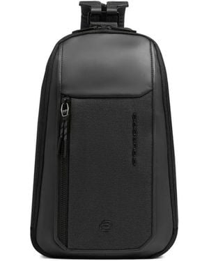 Piquadro Convertible Leather-Trim Sling Bag - Black