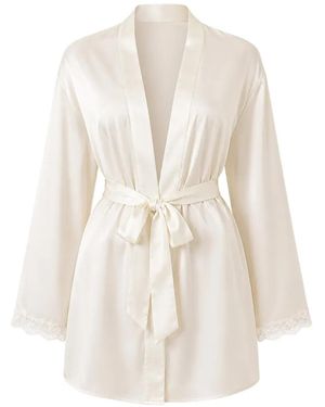 Guess Lace-Trim Dressing Gown - White
